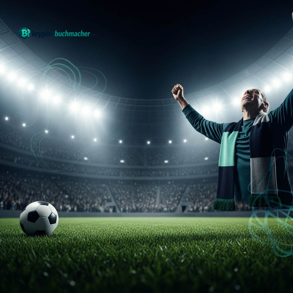 Ein begeisterter Fußballfan jubelt in einem hell erleuchteten WM-Stadion, um die globale Aufregung der Weltmeisterschaft 2026 zu symbolisieren.